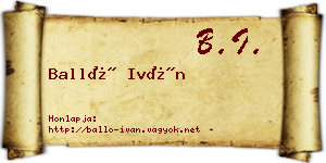 Balló Iván névjegykártya