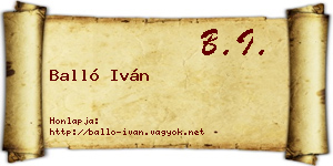 Balló Iván névjegykártya